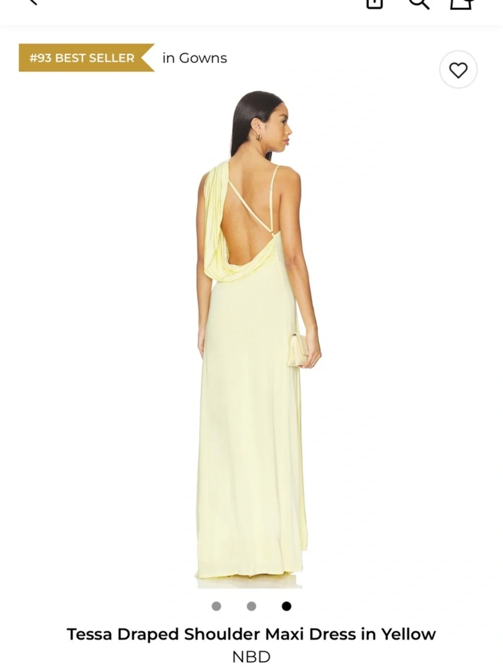 NBD Yellow Cowl-Neck Maxi Dress with Slit - Picture 2 of 3